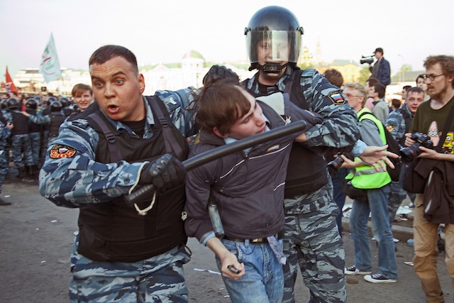 Police Battle Moscow Protestors.